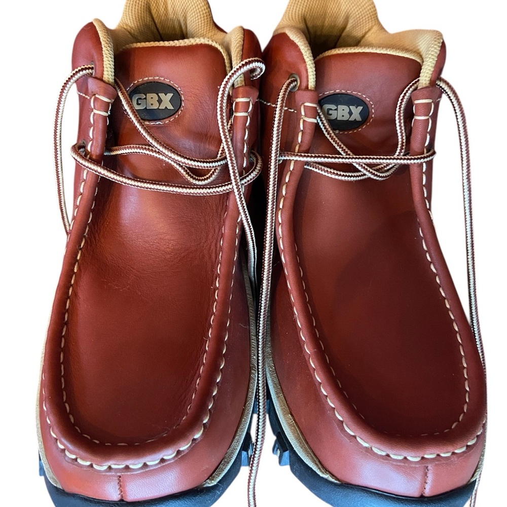 Men’s GBX ankle boots, brown leather, padded ankles, thick sole,  good traction